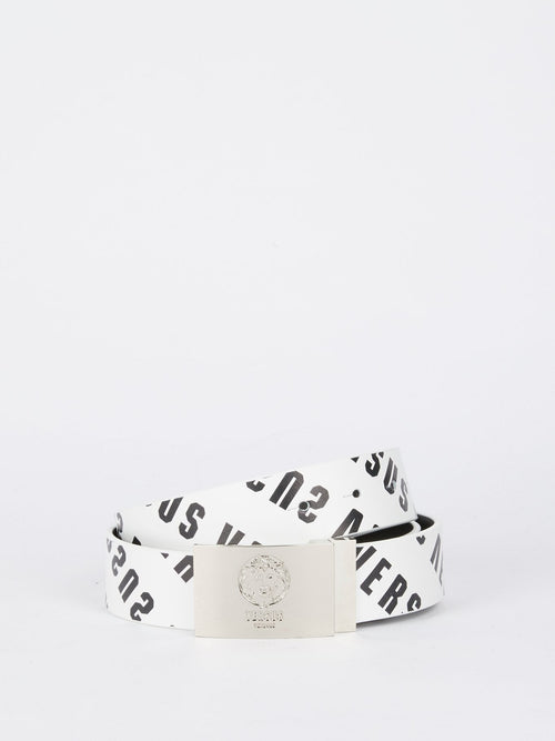 White Monogram Leather Belt