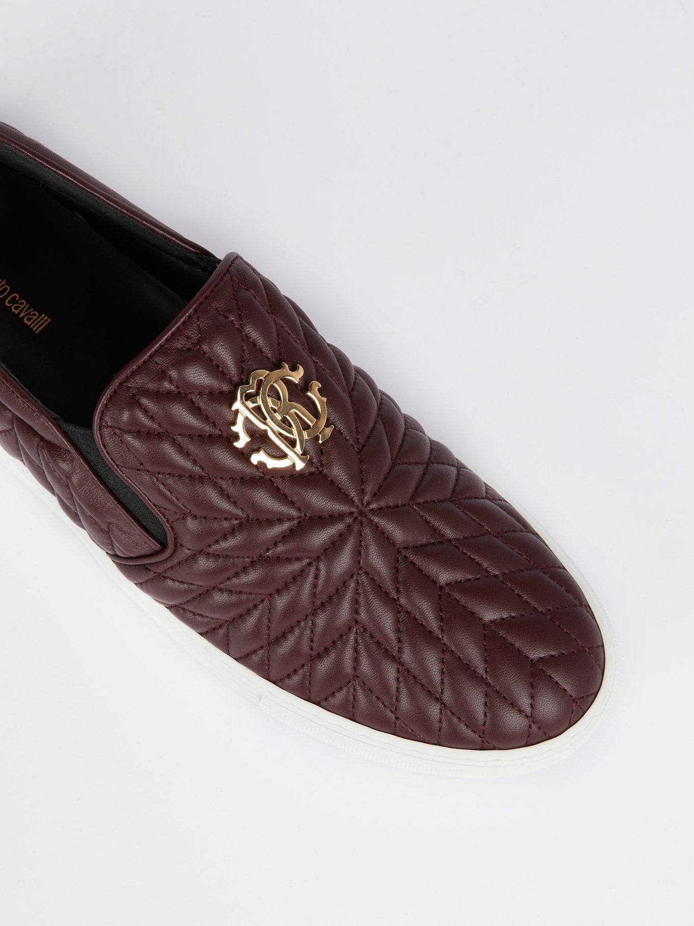 Burgundy Quilted Slip On Sneakers