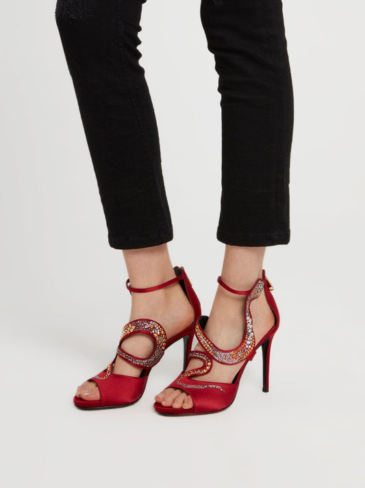 Red Snake Cage Pumps