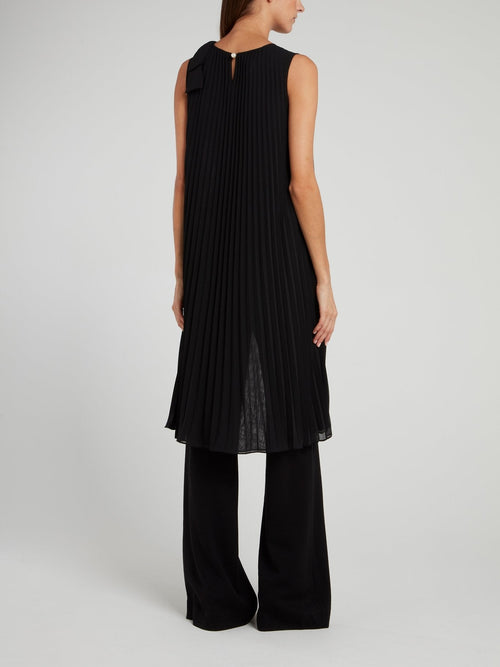 Black Asymmetric Pleated Top