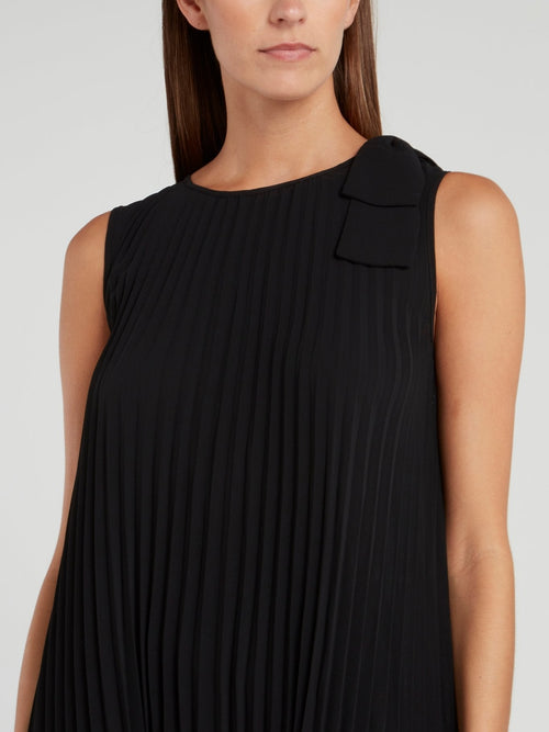 Black Asymmetric Pleated Top