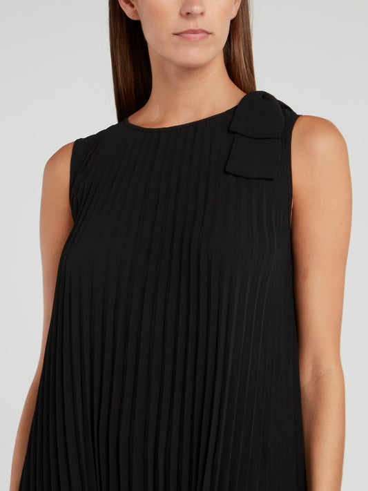 Black Asymmetric Pleated Top