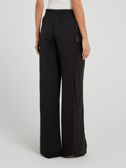 Black Sequin Wide Leg Pants