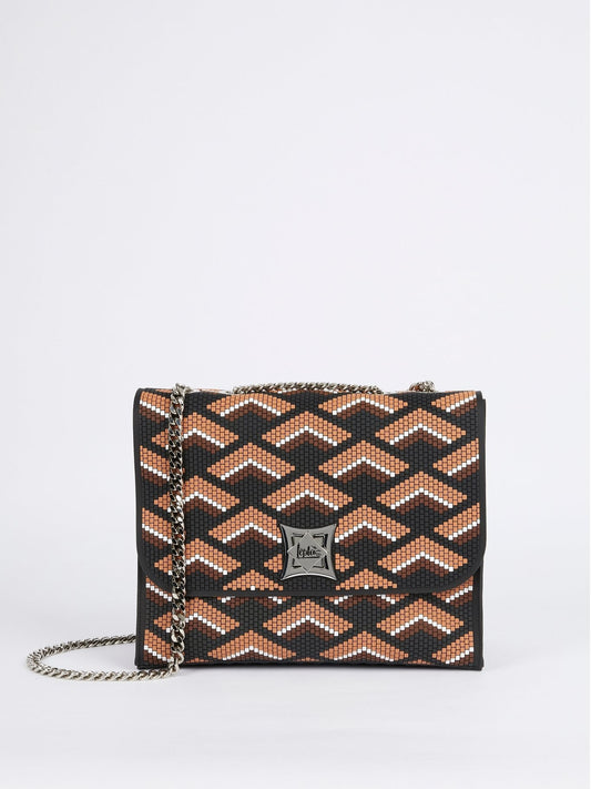 Black-Brown Kassandra Navajos Squared Shoulder Bag