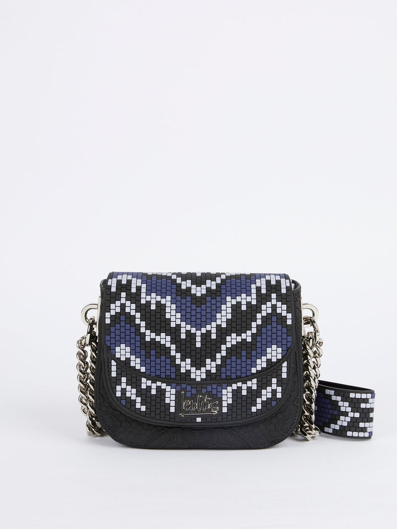 Navy Mini Dafne Navajos Quadratini Shoulder Bag