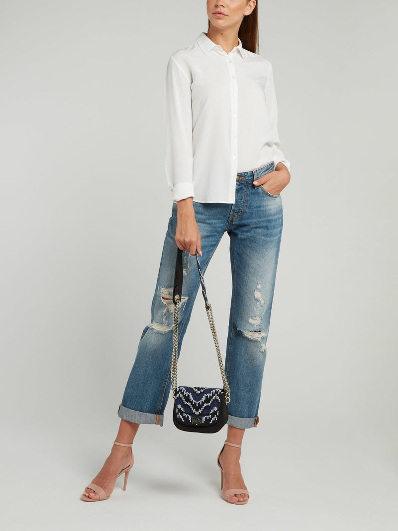 Navy Mini Dafne Navajos Quadratini Shoulder Bag