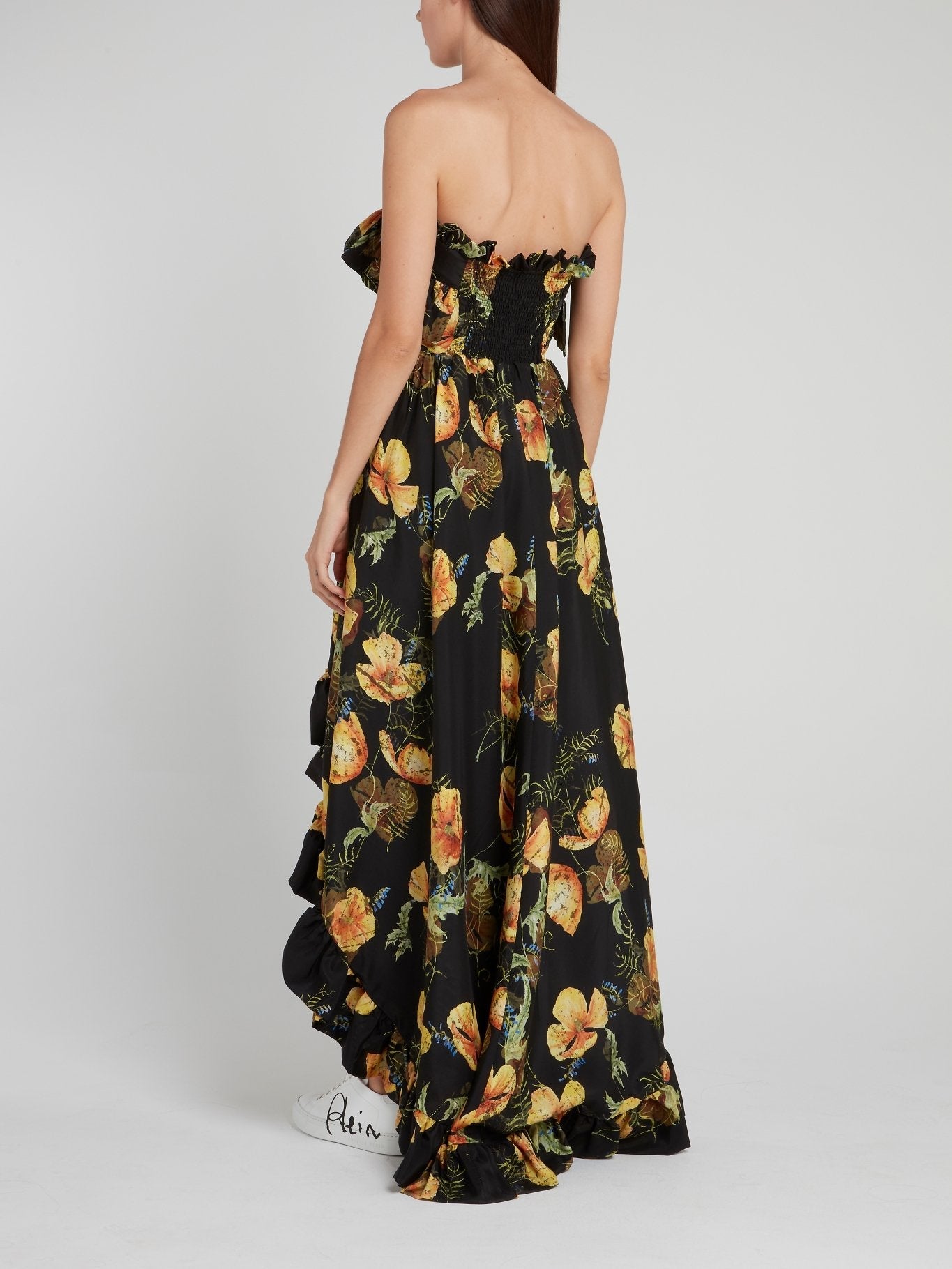 Tropical Print High Low Maxi Dress