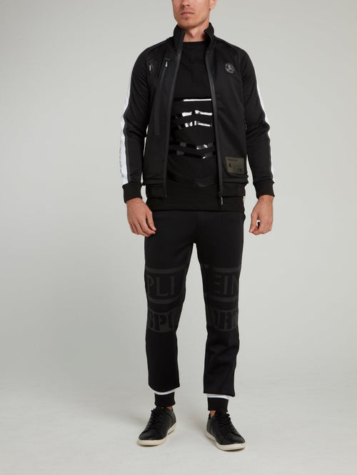 Black Scratch Print Jogging Jacket