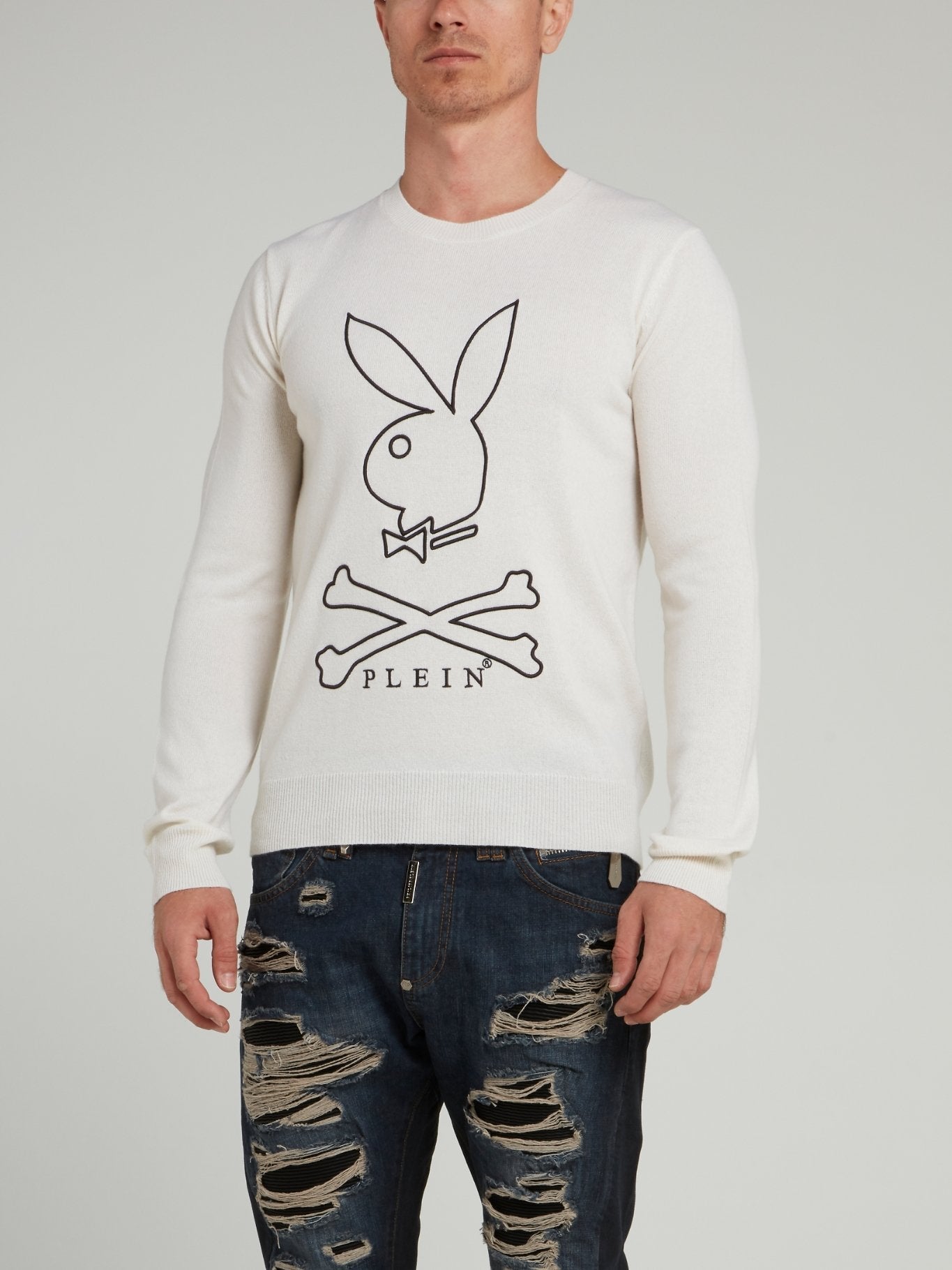 Playboy White Crewneck Pullover