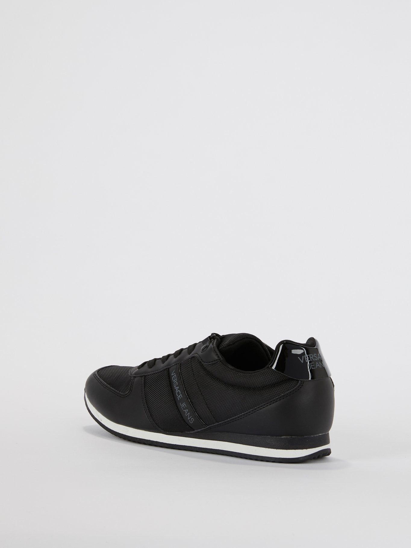 Black Mesh Panel Lace Up Sneakers