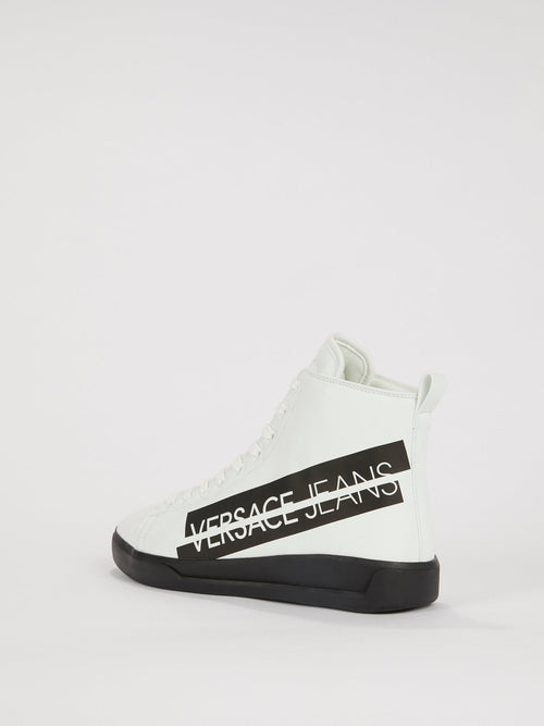 White Logo High Top Sneakers