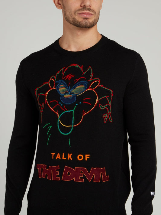 Tasmanian Devil Black Knitted Pullover