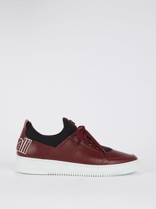 Burgundy Low Top Leather Sneakers