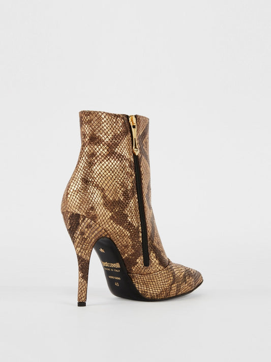 Snake-Pattern Ankle Boots