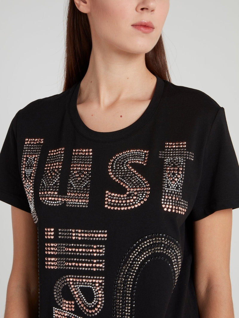 Black Studded Logo T-Shirt