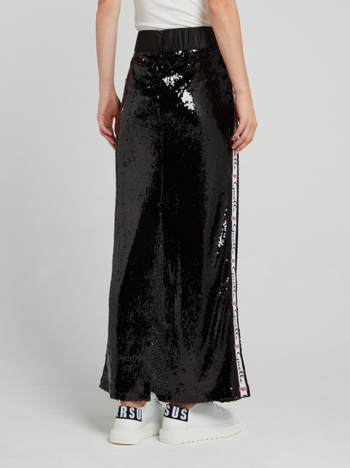 Black Sequin Maxi Skirt