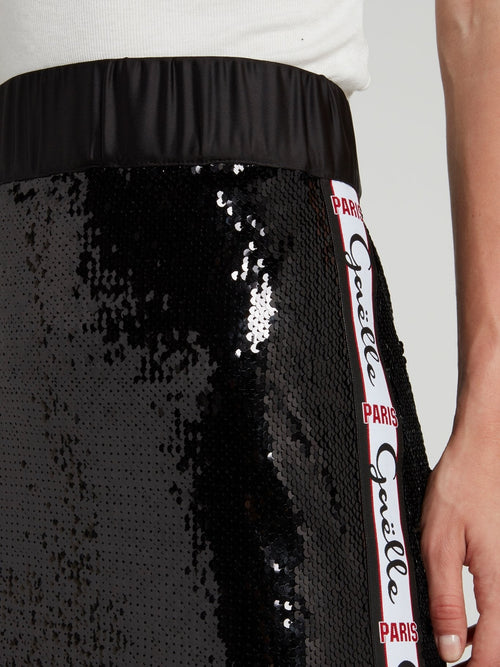 Black Sequin Maxi Skirt