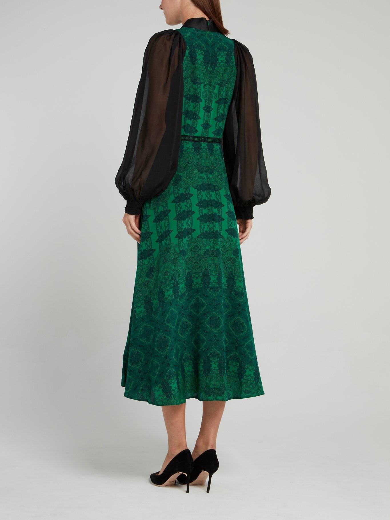 Green Printed Paisley Midi Dress