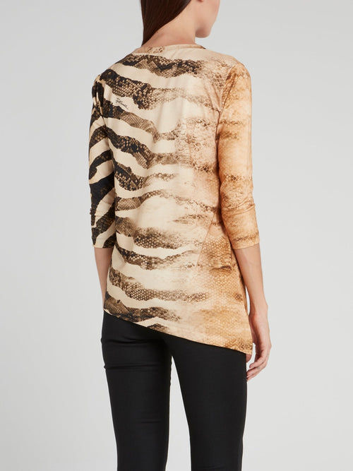 Animal Print Asymmetric Top