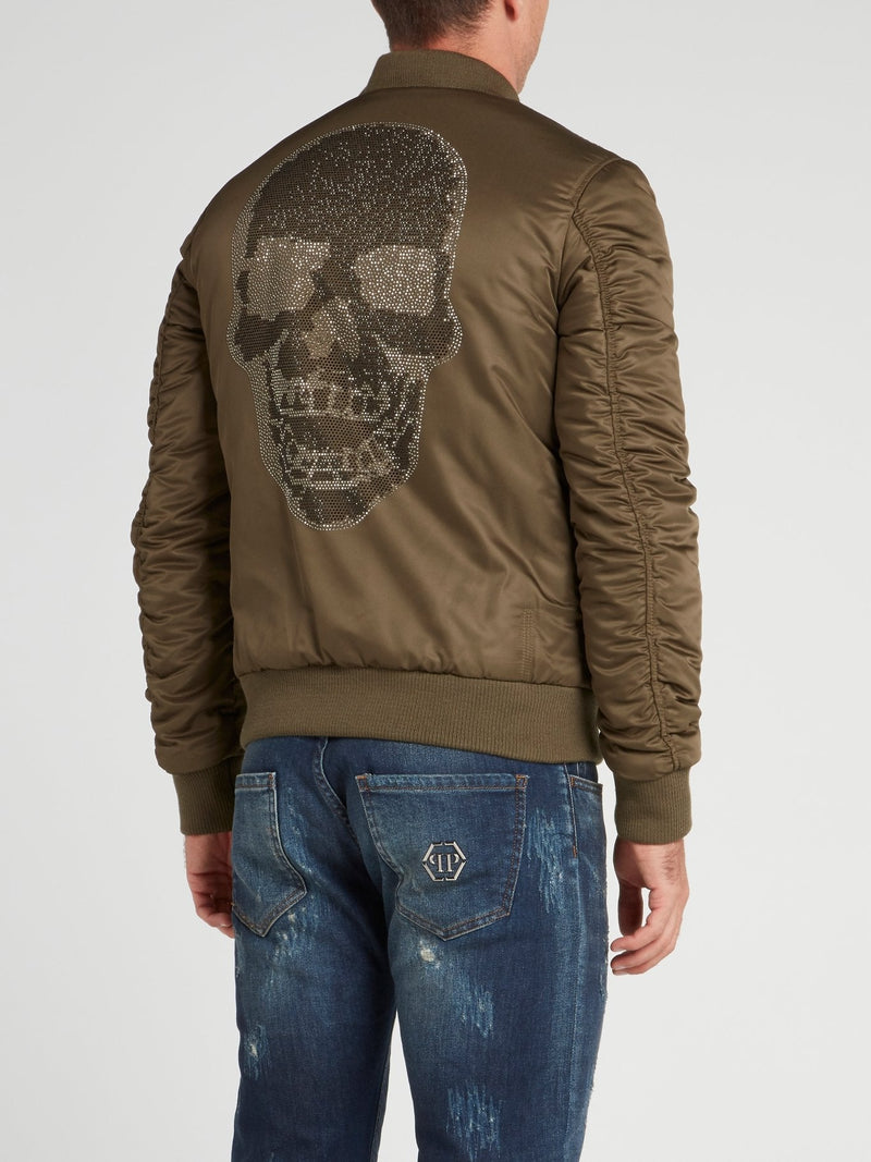 Military Studded Skull Nylon Jacket