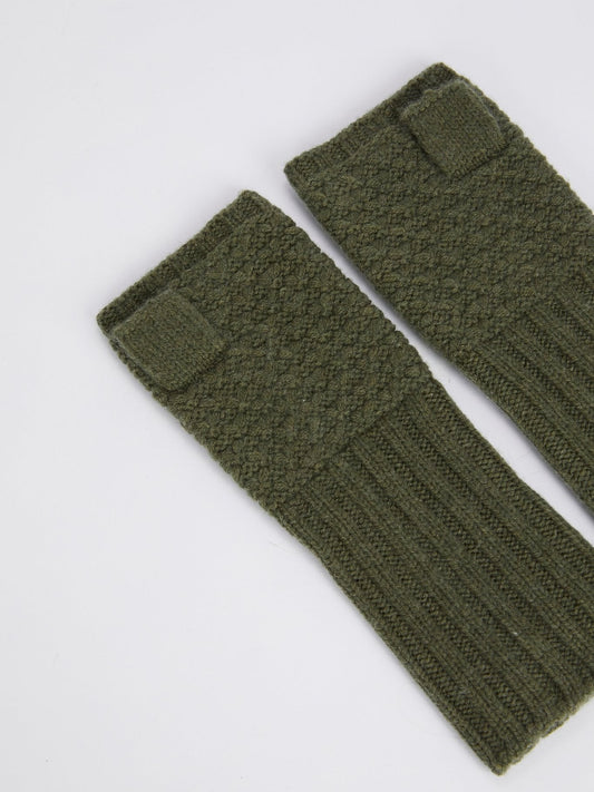 Olive Merino Knitted Mittens