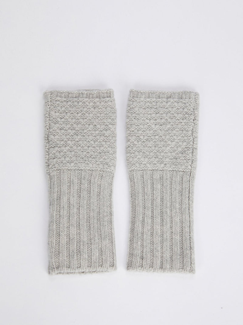 Grey Merino Knitted Mittens