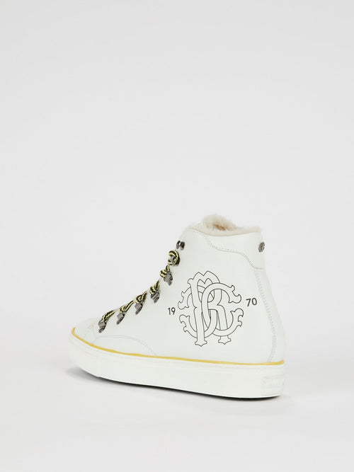 White Logo High Top Sneakers