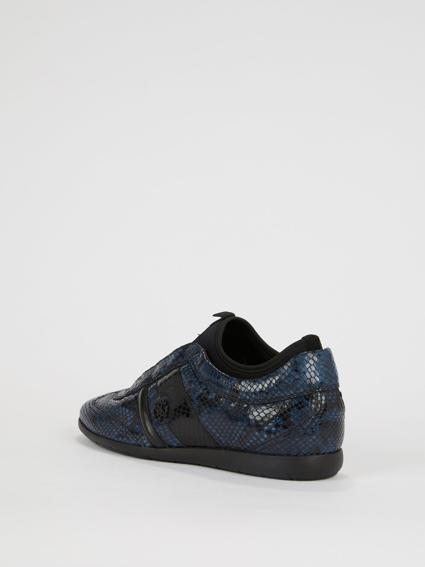 Navy Snake Skin Textured Sneakers