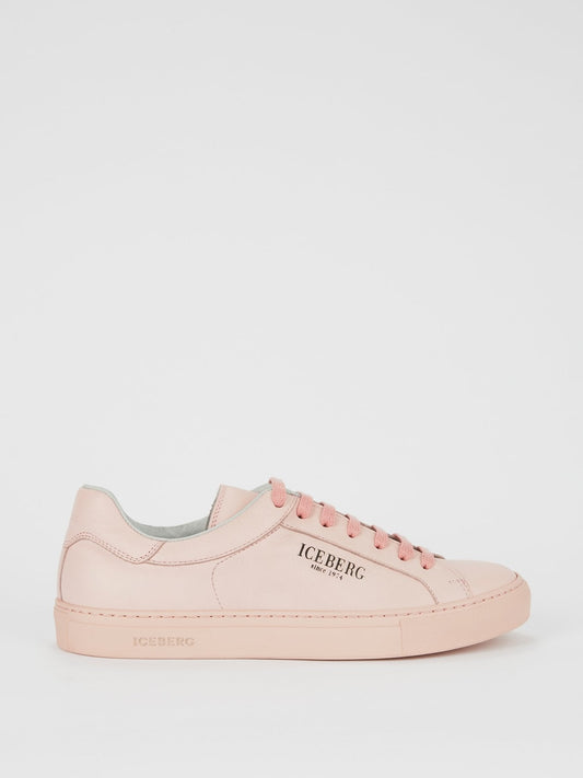 Pink Classic Logo Leather Sneakers