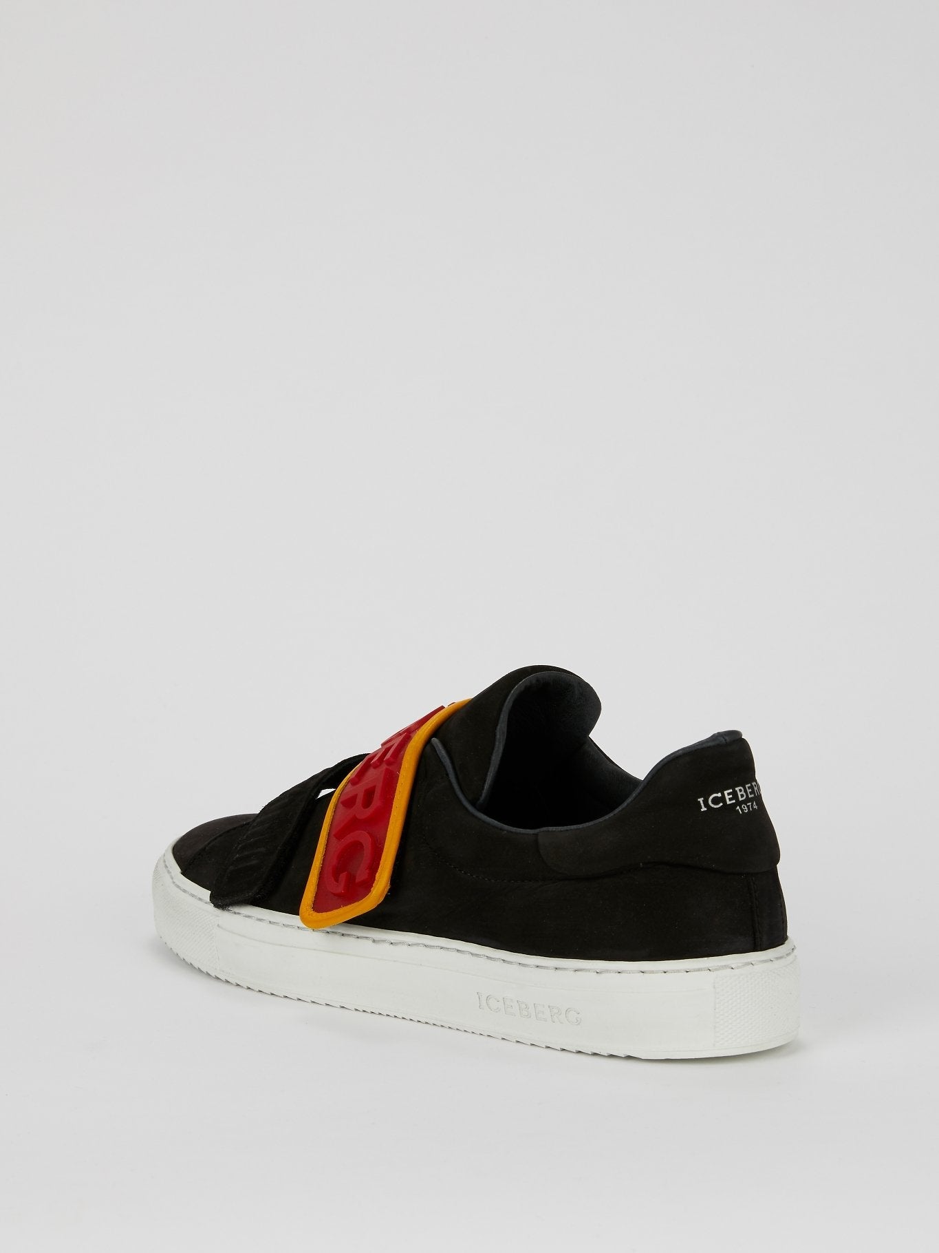 Black Logo Strap Suede Sneakers