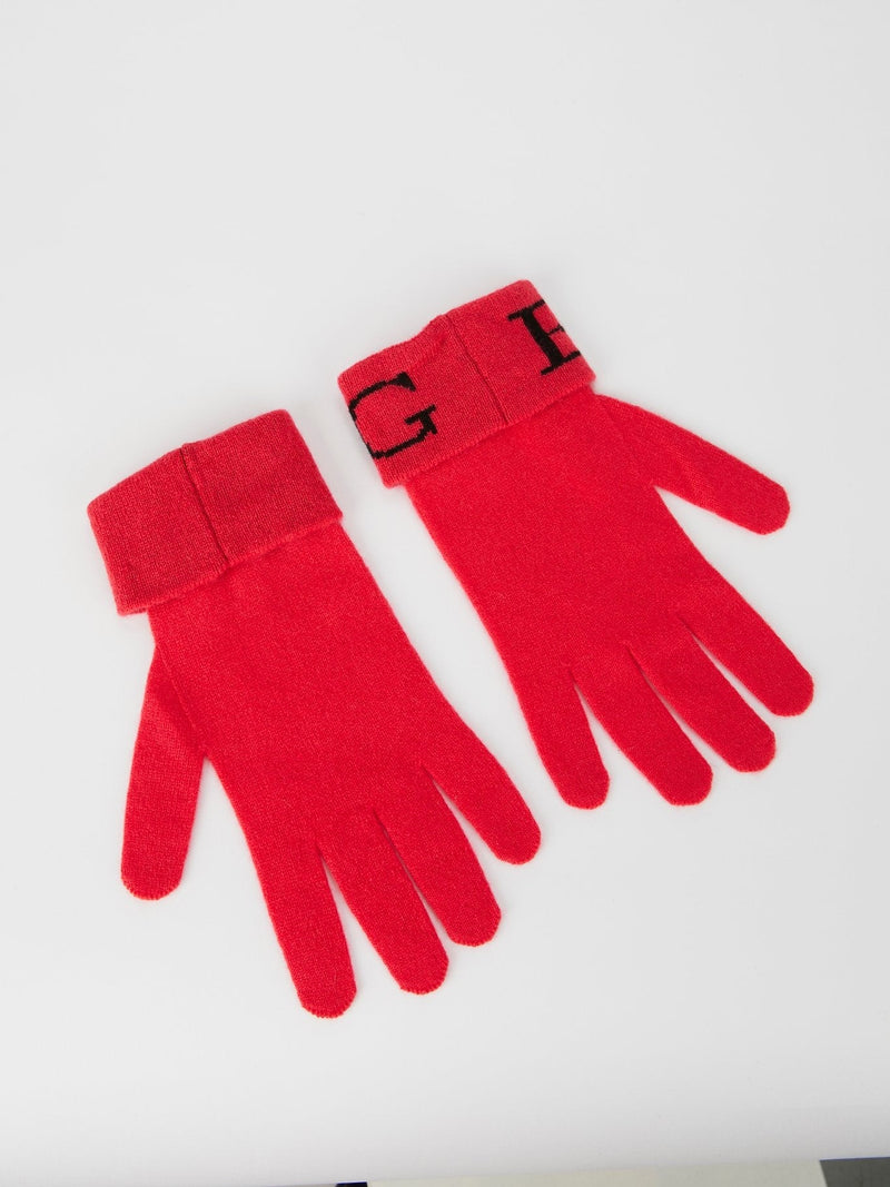 Red Logo Knitted Gloves