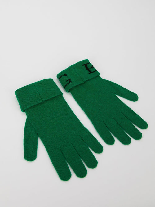 Green Logo Knitted Gloves