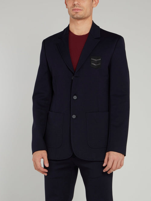 Navy Logo Appliquéd Blazer