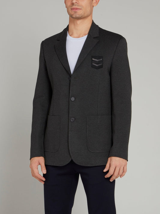 Grey Logo Appliquéd Blazer