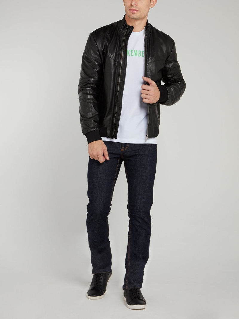 Black High Neck Leather Jacket