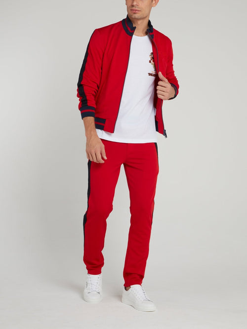 Red Stripe Trim Sweatshirt