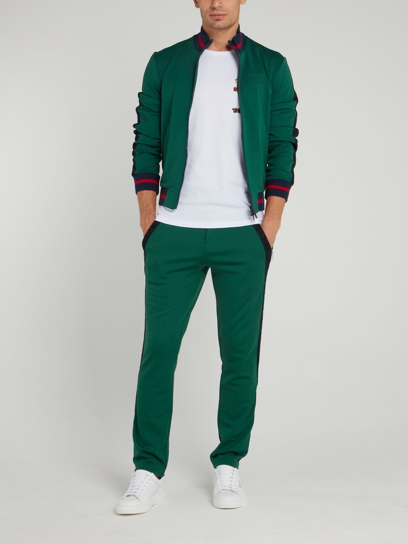 Green Contrast Waistband Trousers