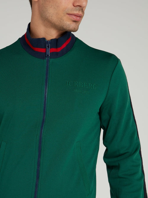 Green Stripe Trim Sweatshirt