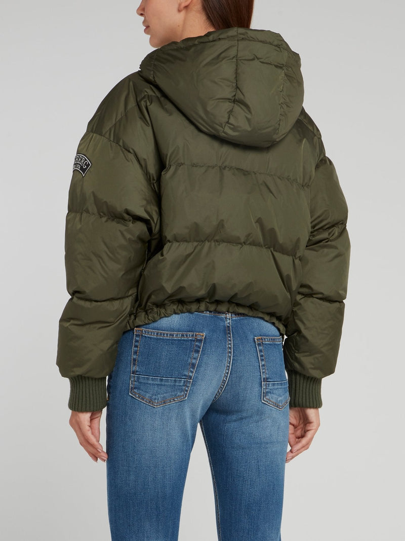 Olive Zip Up Puffer Jacket