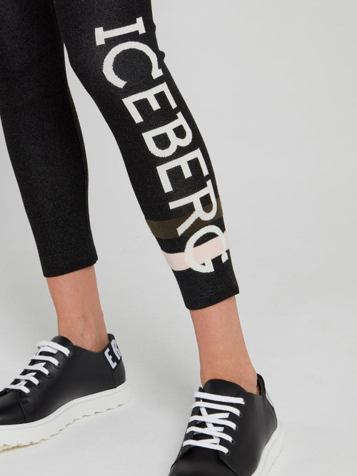 Black Logo Knitted Leggings