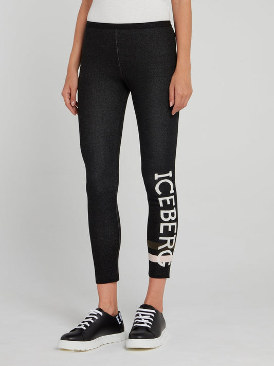 Black Logo Knitted Leggings