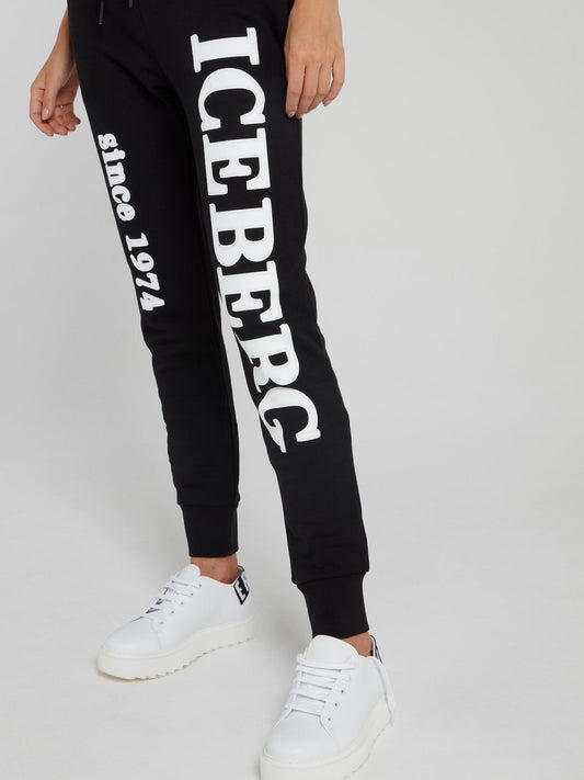 Black Logo Cotton Track Pants