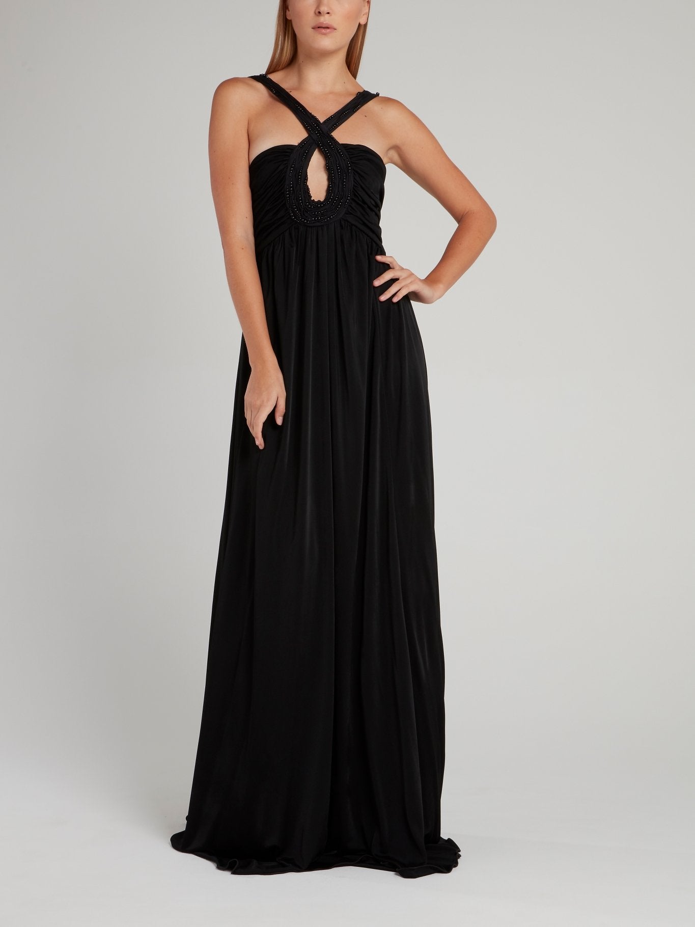 Black Open Back Keyhole Maxi Dress