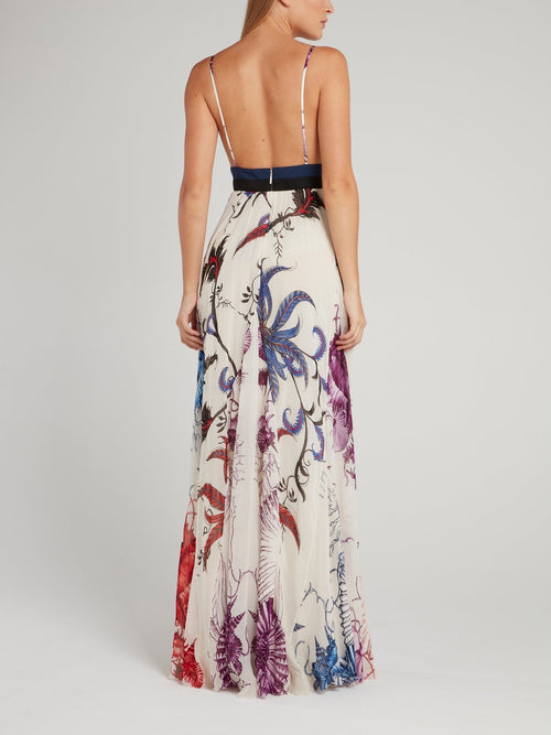 Floral Print Décolleté Maxi Dress