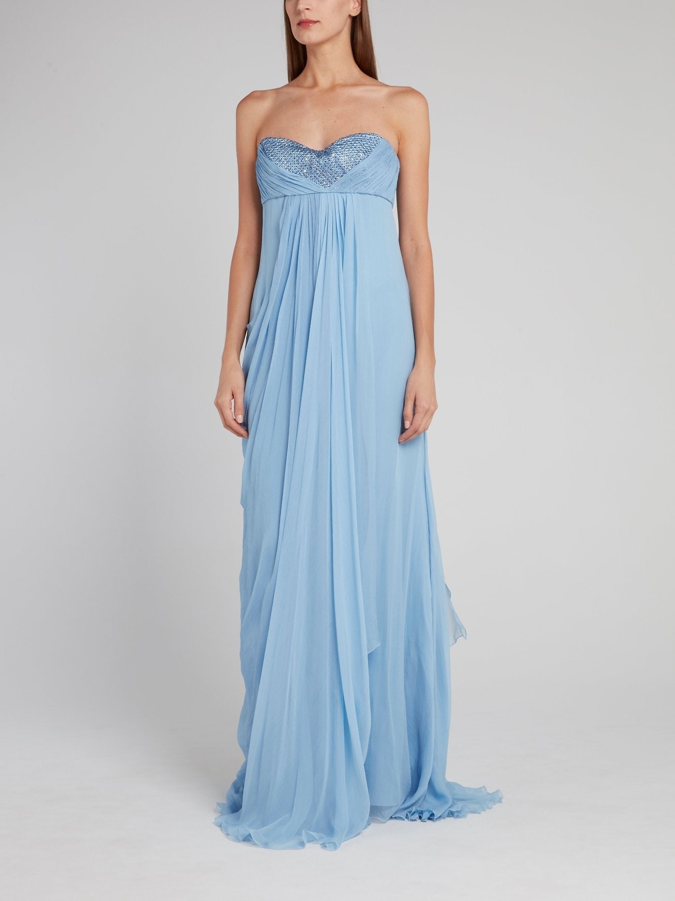 Light Blue Empire Waist Maxi Dress