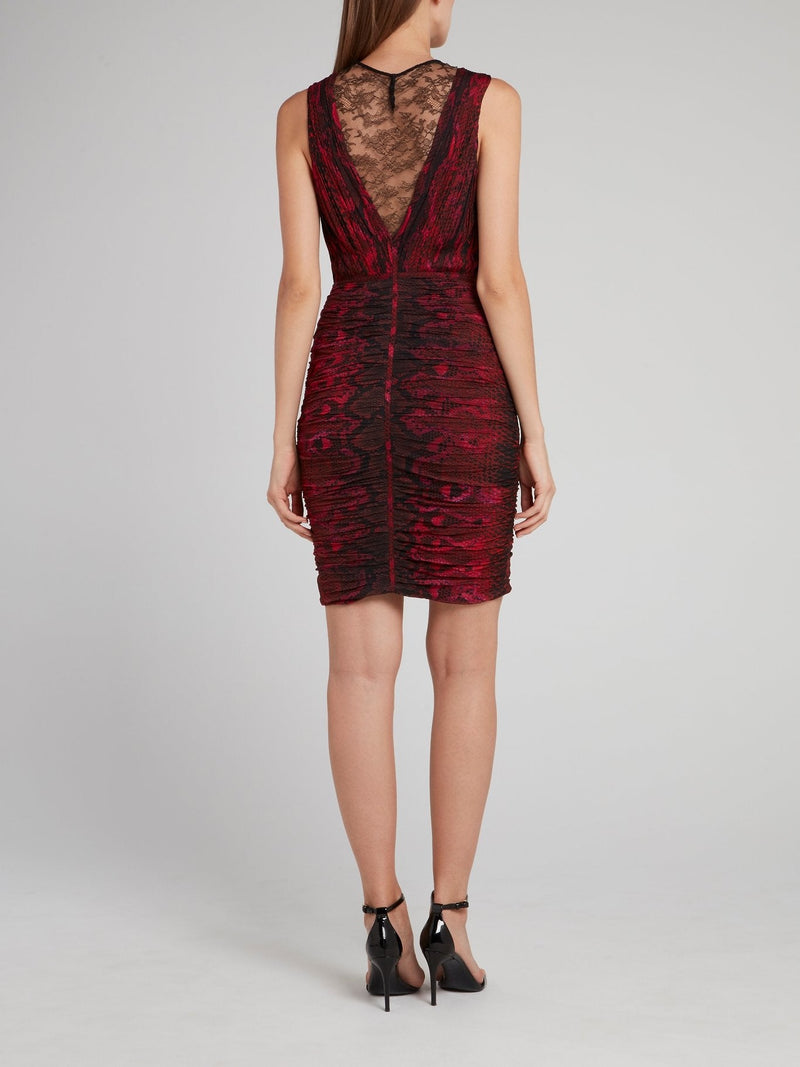 Red Lace Panel Mini Dress