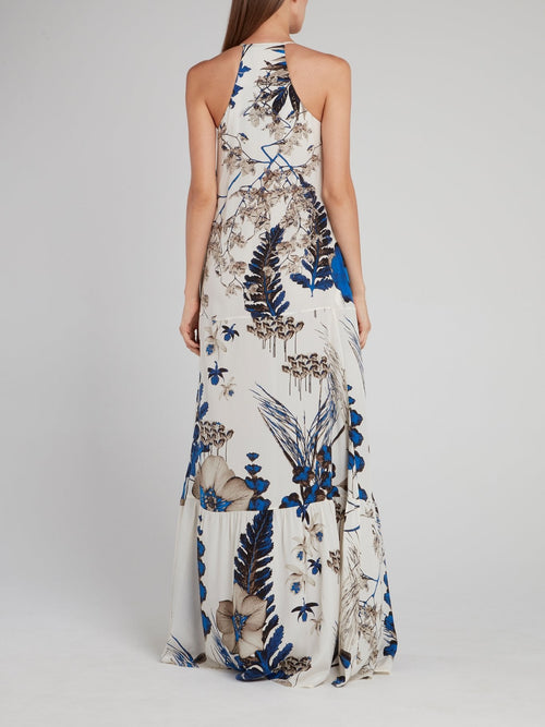 Floral Print Flounce Maxi Dress