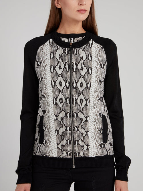 Snake Skin Zip Up Cardigan