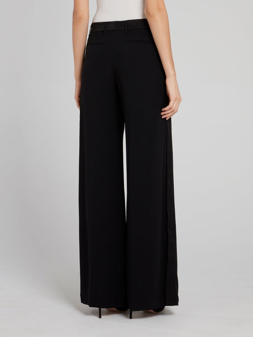 Black High Slit Palazzo Pants