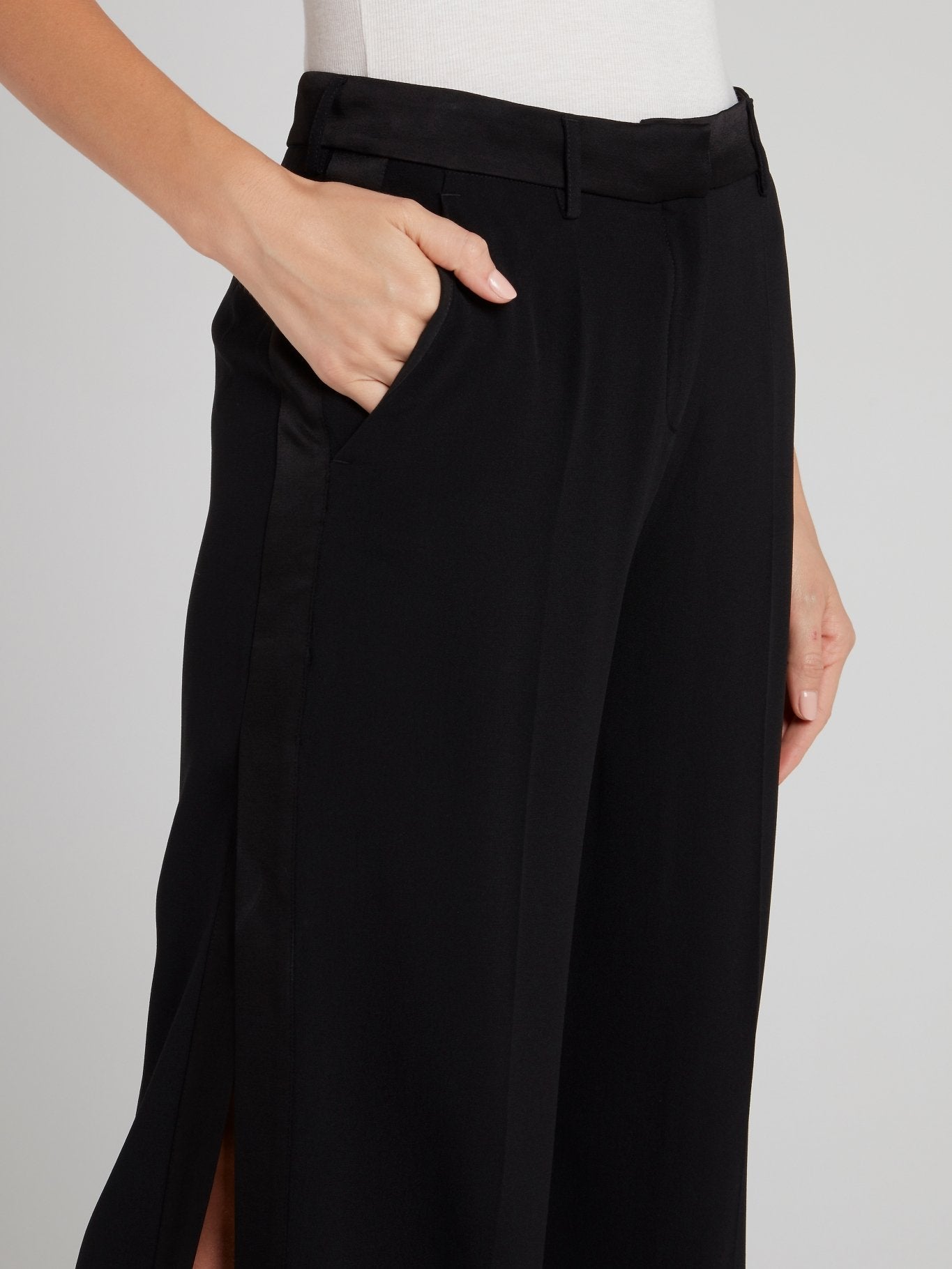 Black High Slit Palazzo Pants